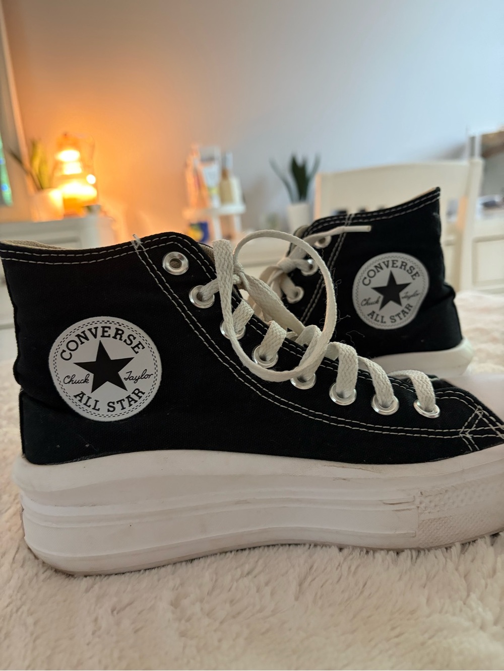 Converse Black & White Platform High Top Sneakers